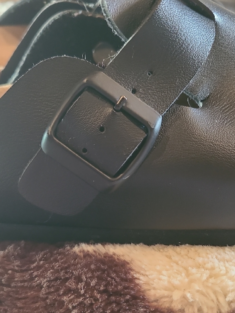 Classic Black Leather Slip-On Mules with Adjustable Buckle - Picture 6 of 7